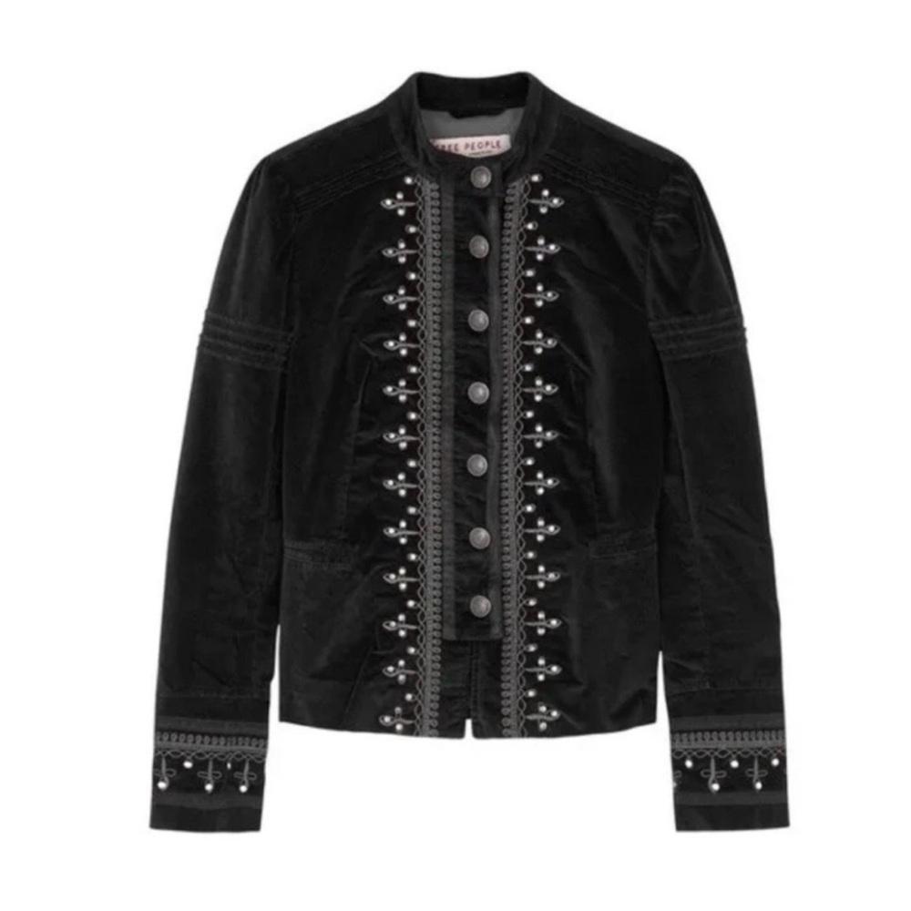 Free People Maven Embroidered Black Velvet Jacket - Picture 2 of 2